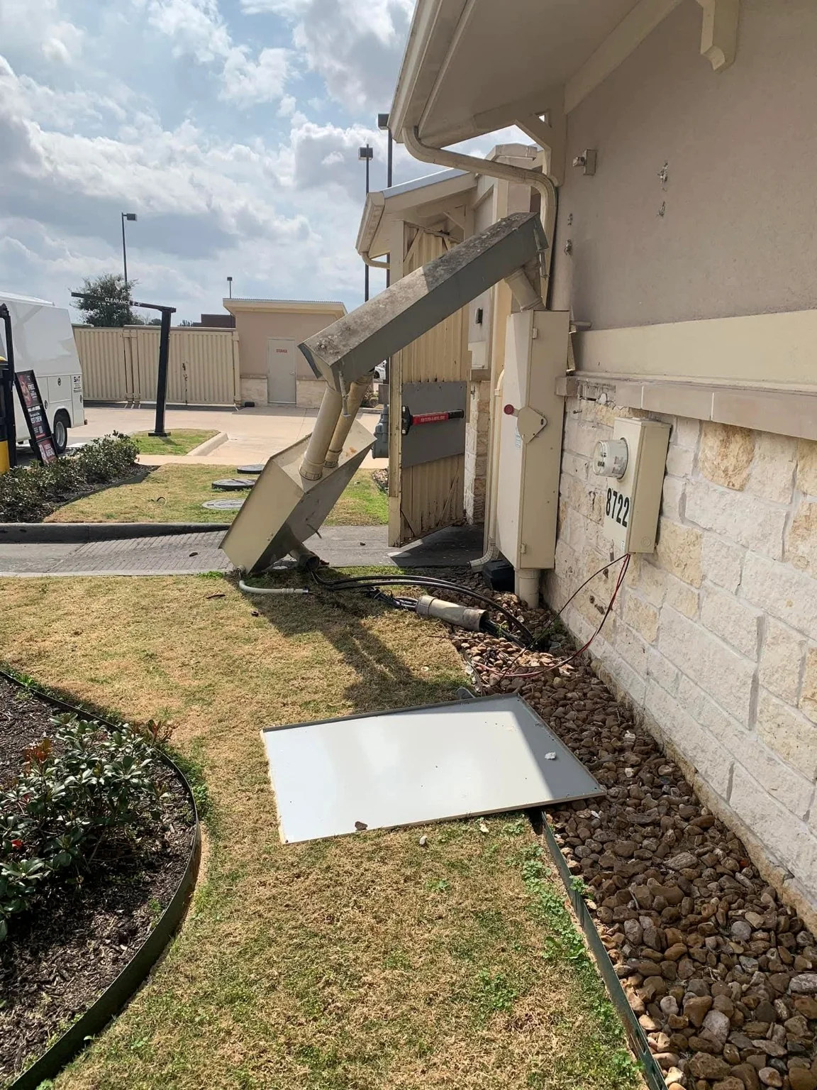 Damaged electrical service at job site